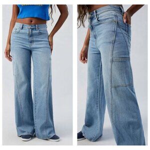 Pacsun Wide Leg Stretch Paneled Jeans | Medium Indigo | Size 26 | NWT